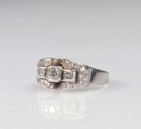 Bague en platine Art Déco diamants 28p (8.8gr)