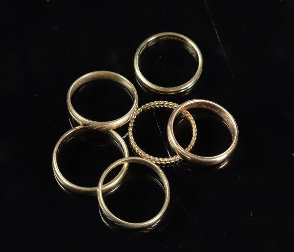 Lot (6) d'alliances en or 18k pour (19.51gr)