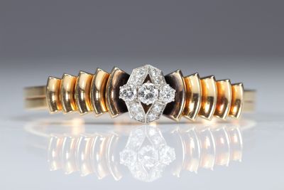 Bracelet en or jaune et blanc (18k) et diamants 2 carats (57gr)