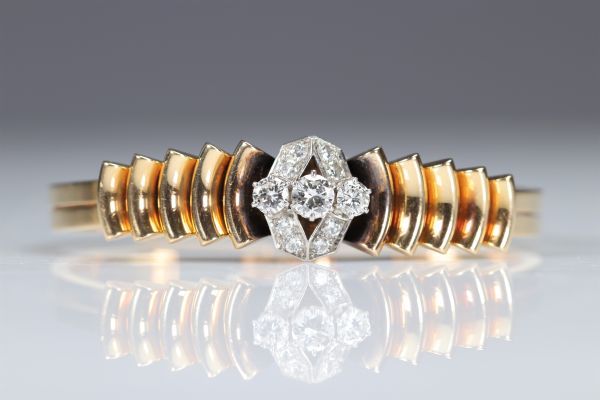 Bracelet en or jaune et blanc (18k) et diamants 2 carats (57gr)