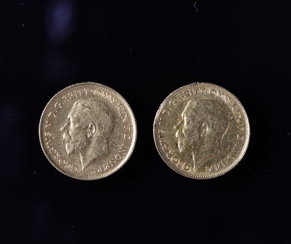 2 pièces Souverain en or 1913 et 1915