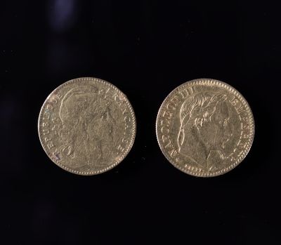 2 pièces or 10 francs Napoléon et 10 francs Marianne